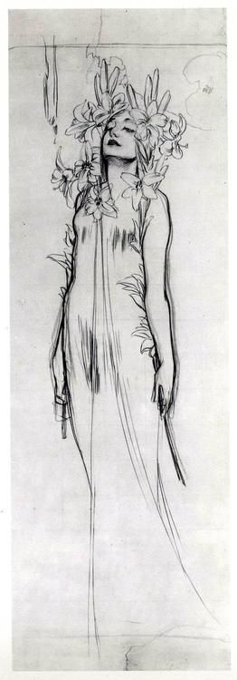 fawnvelveteen:Alphonse Mucha sketch, 1902.