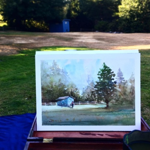 Painting at Rhododendron park • • • #art #watercolor #watercolorpainting #landscape #pleinair #park 