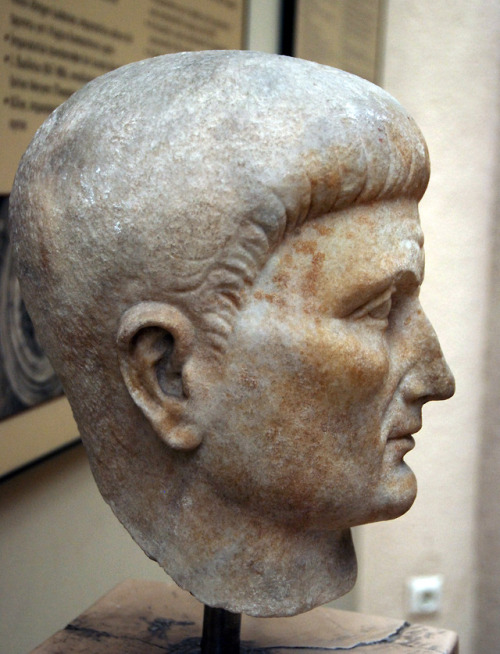 Portrait of Tiberius. From Forum of Constantine. I century AD, reworked during the reign of Constant