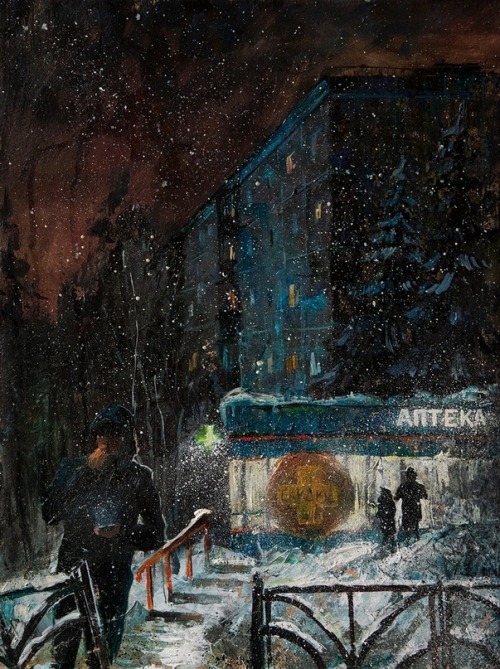 Russian winter by modern artist Alfiya Shaikhulova