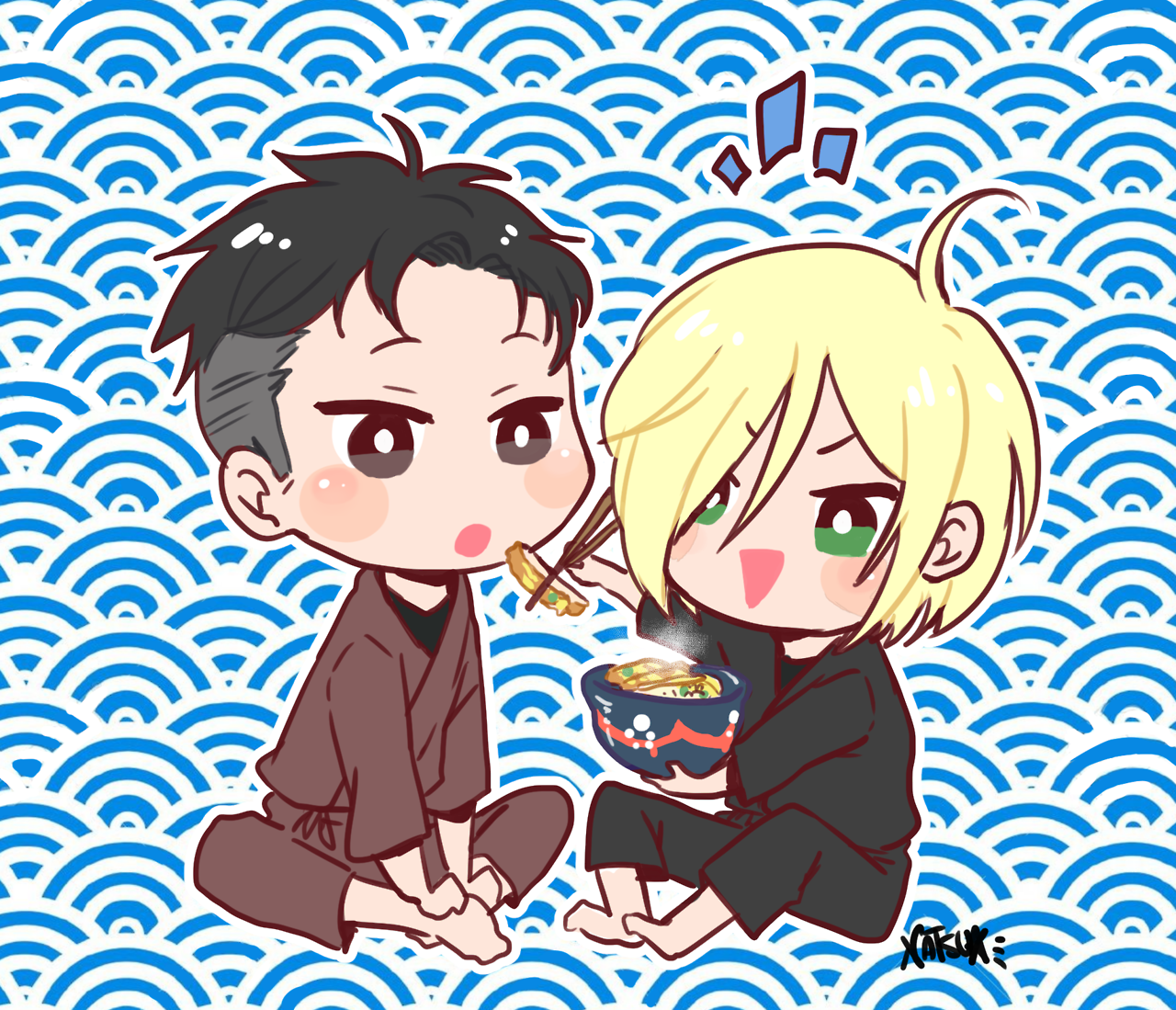 natsubutart:    YURA MADE BEKA COME TO JAPAN WITH HIM. THEY HAVE MATCHING T-SHIRTS.