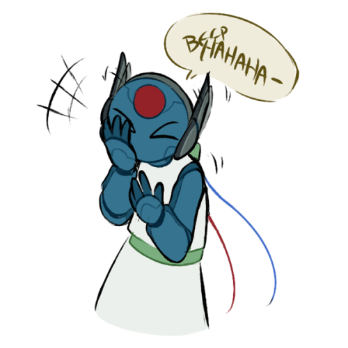 Moon laughs loudly, slightly bent over with her hands on her face and hovering over her chest. Her text reads "BEEP" overlaid by "HAHAHA-"