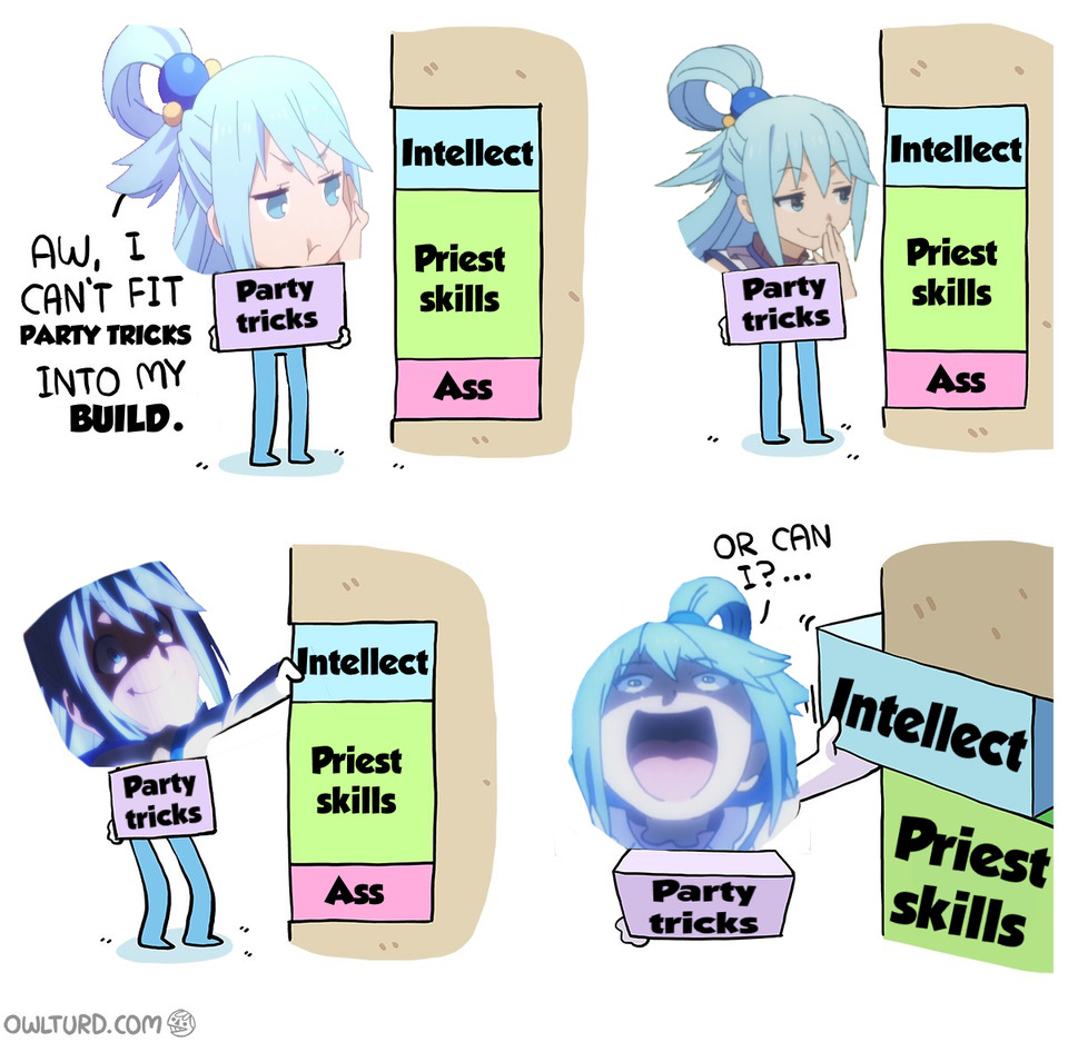 meme, crossover, spanish text, aqua (konosuba), kono subarashii