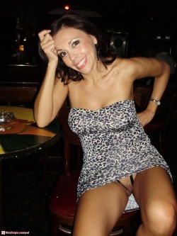 Carefreenaked:  Milf Showing Her Pussy While Sitting In A Bar