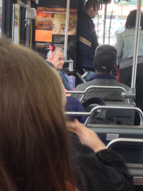 jonboowart:  jonboowart:  jonboowart:  jonboowart:  there’s an old man on my bus wearing a sparkly devil horn headband i don’t understand    now he’s wearing a hot dog hat this is not a drill  i’m putting on my dinosaur hat we can be hat friends