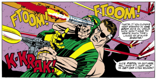 Two of my favorite panels from various “Nick Fury Agent of S.H.I.E.L.D.” comics, artwork