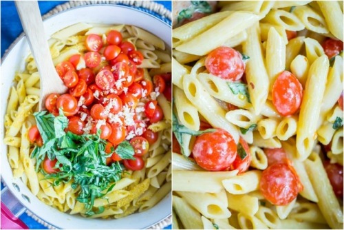 tinykitchenvegan:One-Pot Creamy Vegan Caprese Pasta