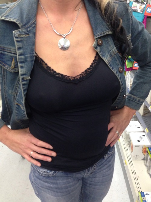theshymilf:  strikeitlucky:  theshymilf:  I saw you staring at & following me all around the supermarket. I finally confronted you. I said “if you want to see me tits, just say so”. Your jaw dropped when I pulled my tit out in front of the stockboy.