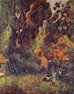 artist-gauguin:  Huts under Trees, 1887, Paul GauguinMedium: oil on canvas
