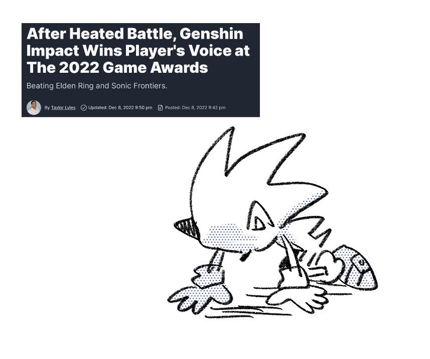 Genshin Impact e Sonic Frontiers sono in testa alle votazioni