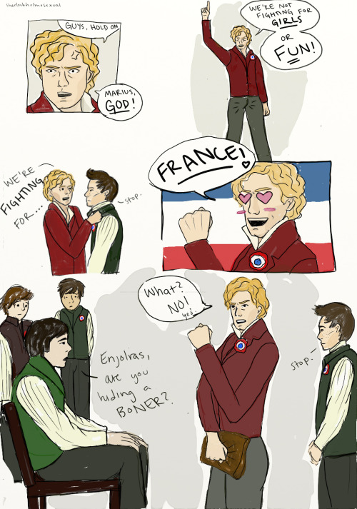 sherlockholmosexual: Enjolras Fights for FRANCE (by sherlockholmosexual) | requested by g4vroche