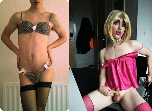 cynthiasatin: 7 years apart, from Mum’s panties to a real Sissy Queer. Girl I love your look!