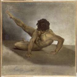 Academicstudypainting:    Théodore Géricaulthomme Nu Renversé Sur Le Sol ; Figure