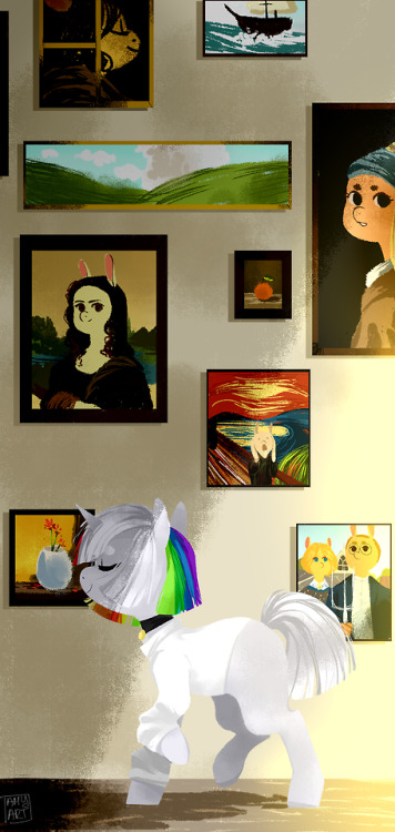 Recent mlp commission, just thought might be fun to share because of the paintings :’D