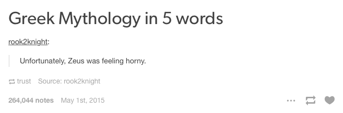 lierdumoa:  xaevierthorne:  huffylemon:  Greek Mythology/Roman Empire on tumblr 