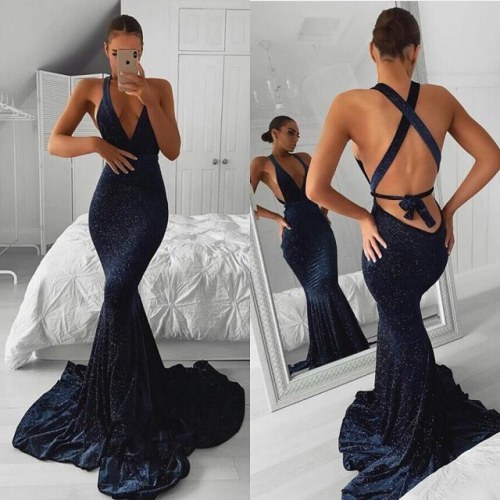 Gorgeous V-neck Sequins Mermaid Prom Dress. Item code:IN0250. Free shipping Fast Delivery. Extra $15