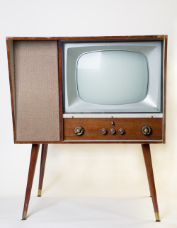 midcenturymodernfreak:  Homemade Black &amp; White TV | ACMI Collection 1957 This TV was built by Mr F. D. Straford. The electronic components were purchased as a kit of parts. - Via