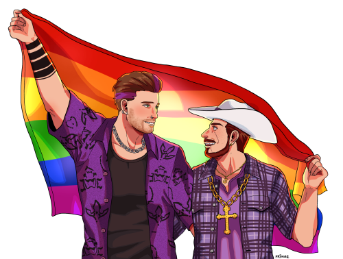 megafreeman: HAPPY PRIDE MONTH!Huge thanks to @prim42 for doing this commission of Hal and Jonathan 