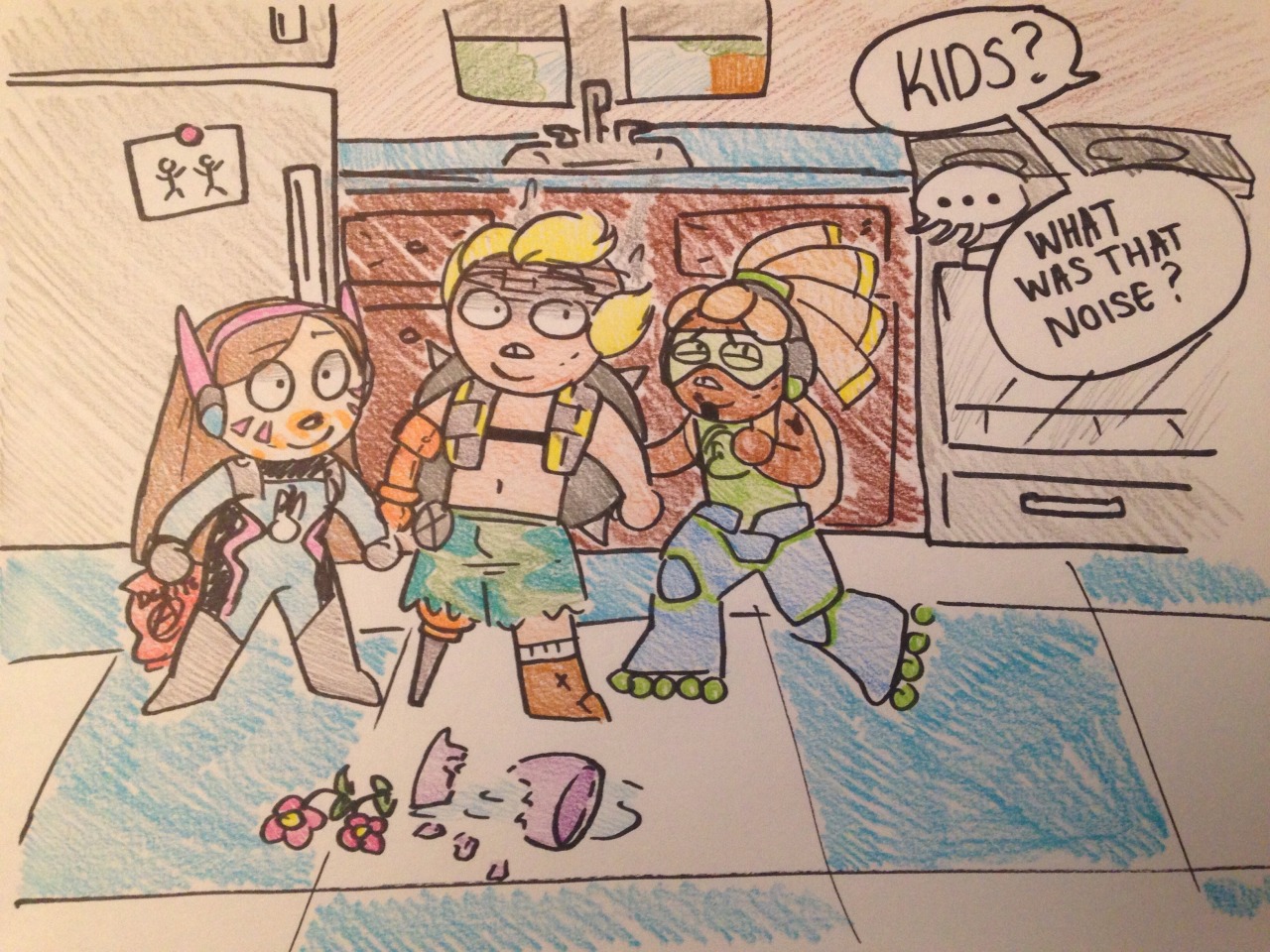 bubbly-kittygem:  Someone:Overwatch is a serious first person shooter  Me: Draws