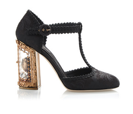 poisoned-apple:  DOLCE &amp; GABBANA BLACK JACQUARD T-STRAP MARY JANE WITH WINDOW