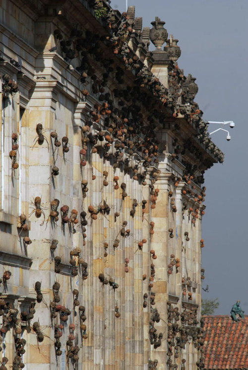 asylum-art:  The Invasive Art of Rafael Gómezbarros Since 2007, sculptor Rafael Gómezbarros has brought his invasive swarm of giant ants to public buildings of his native Columbia. Titled “Casa Tomada”, (Seized House), the ants represent the displacement