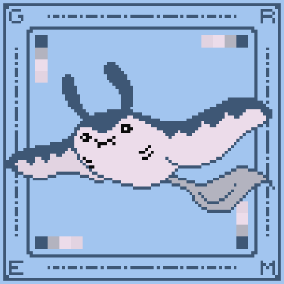 I give you: a surfboard #pixel art#pixel artist#pixel dailies#digital art#art #artists on tumblr #pokemon#mantine#water pokemon#water type #if you ask nice he will give you a ride
