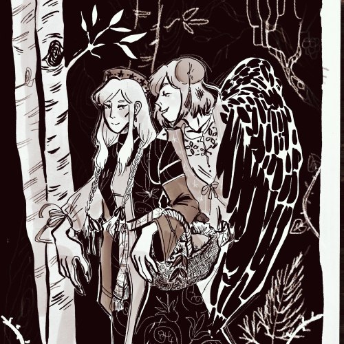 gnostic-heretic: The witch and the raven fanart for an old fic of mine that probably no one remember