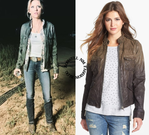 Who: Riley Voelkel as Jenna CameronWhat: Q40 Ombré Crinkled Leather Jacket - Sold OutWhere: 2