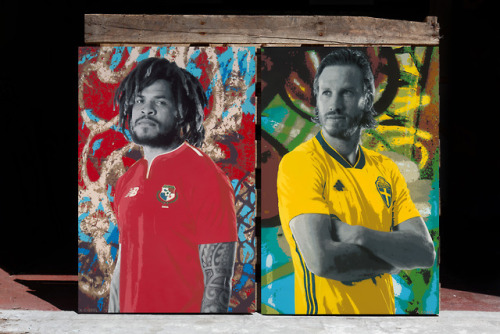 Roman Torres  &amp; Gustav Svensson Sounders x World Cup 2018 . Spray Paint on Wo