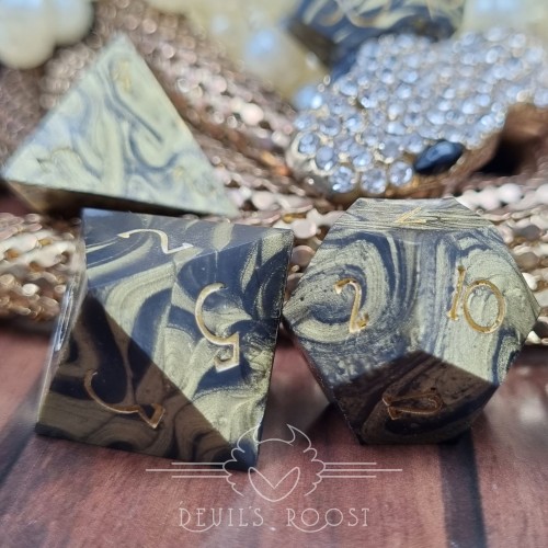 Black Marble Available now https://www.devilsroostdice.com/ #dnd #dice