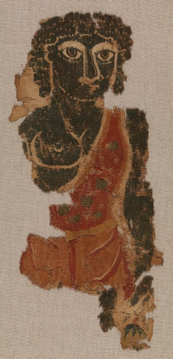 Dionysian curtain fragment Linen and wool; 4th century Egypt (Coptic). Collection of the Virginia Mu