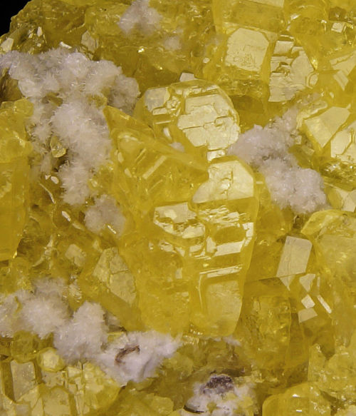 Sulfur on Aragonite - Cianciana Mine, Italy