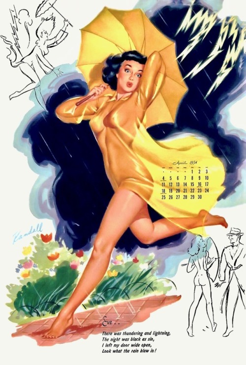 Bill Randall / calendar illustration, April 1954.