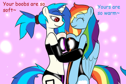 sexysweetscent:  dat-anthrorainbowdash:  Vinyl: this was from our first date~RD: we were soo horney~  I like how this came out. Since this my first time at doing such a piece it could’ve came out much worst :P  All of the yes to the OTP anthro- ZiD