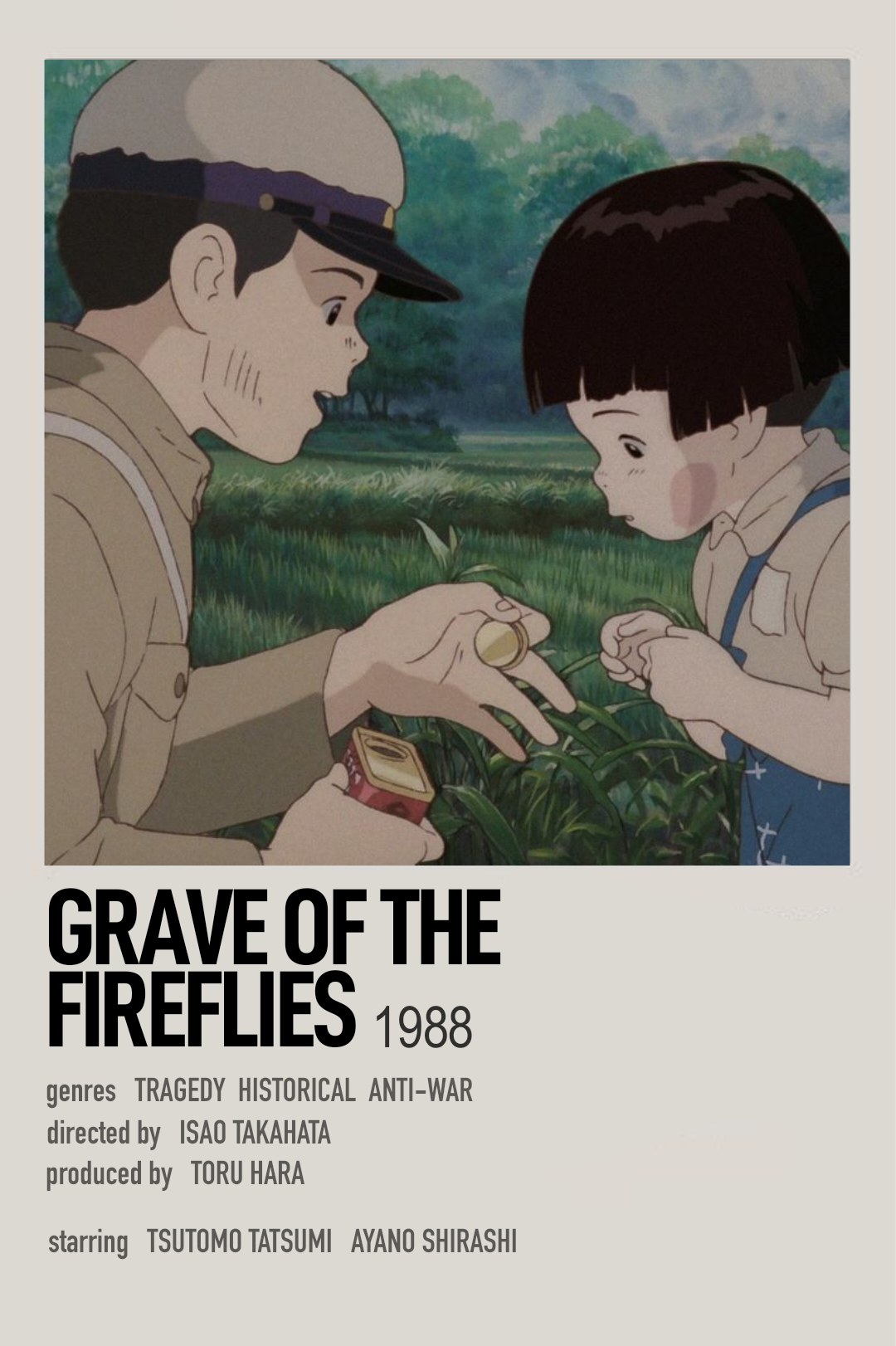 Poster of Studio Ghibli's Grave of the Fireflies(1988) : r/Art