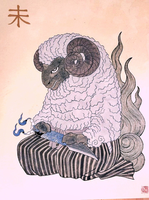 signorformica:Chinese Zodiac 未 Goat. Ayako Ishiguro • Bibliothèque Infernale on FB