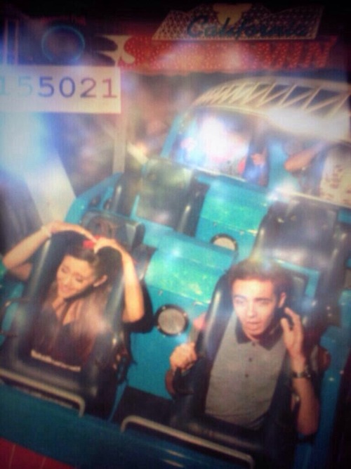 agrande-news:  Ariana and Nathan at DisneyLand today