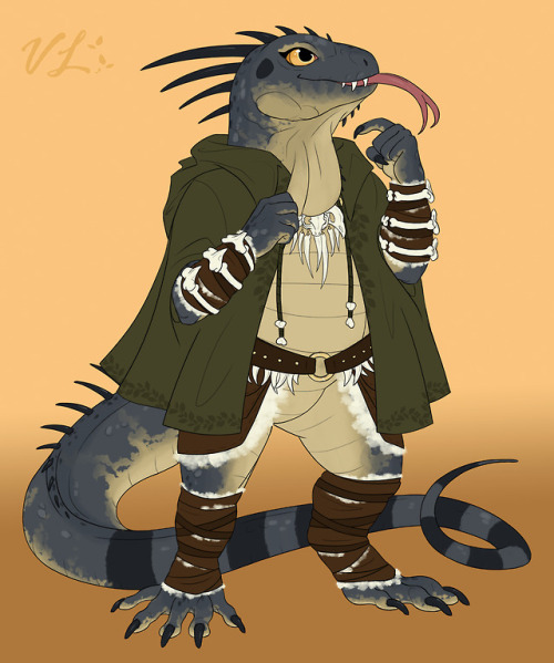 character design commission for @nuclear8ball ! Their super cute lizardfolk druid