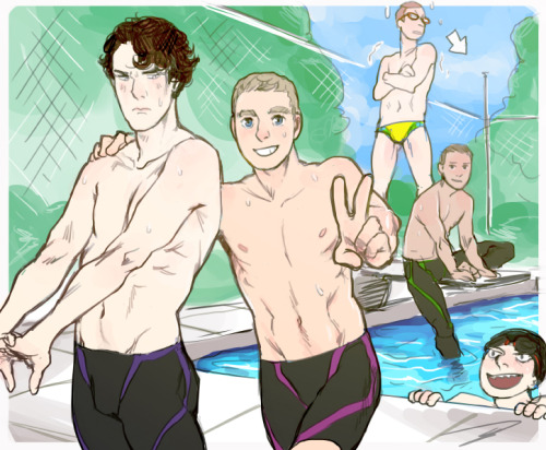 Baker Street Swim Club :O i wasn’t going to do this because i don’t feel the urge to cross over everything with sherlock but then someone suggested it and i couldn’t get it out of my head sorry