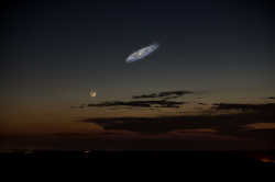 Andromeda&rsquo;s actual size if it was brighter and visible by the naked eye