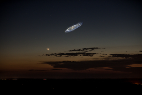 spaceexplorationphotography:  Andromeda’s actual size if it was brighter  Source: https://imgur.com/EpuhHJa 