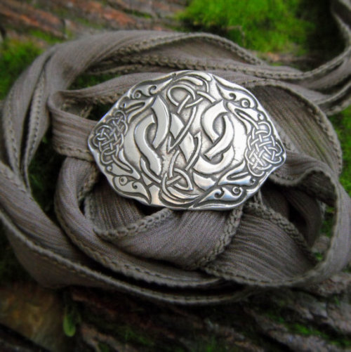 paganroots:  Celtic knot silk wrap bracelet by SilvanArts