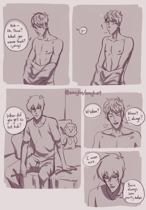 emuyh-art:au where klance fell out of touch after high school and reunite years later (dialogue is m