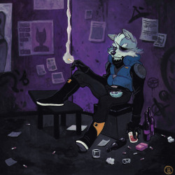 bethcraig:  I was going through files and found this. I don’t think I ever posted this as a finished piece lol (face palm) - Throwback to this traditional gouache painting I did more than a year ago of angsty Star Wolf :O