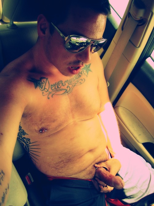 hairyexhibitionist: In the car, again…. :)