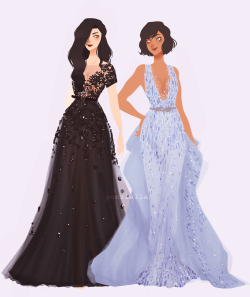 punziella:  I don’t think I’ll ever finish this so Imma just post it now (they’re both wearing Zuhair Murad) 