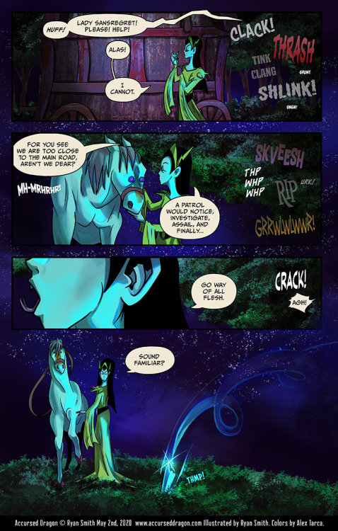 A new Accursed Dragon page is up!Flats by @brandonzuckerman, Colors by Alex Tarca