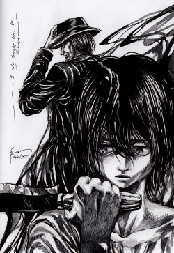 doodledominic:  Child Levi could have been used for a humanitarian poster about hungry and malnourished children. Haha! Also, this is my first time drawing Kenny. Oh my god! They killed Kenny! You bastards! Haha! Pen and watercolor. 