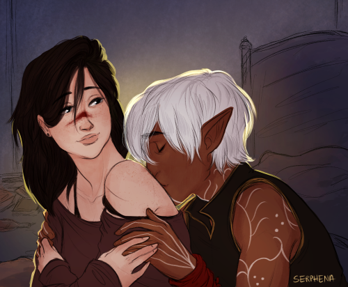 serphena: finally drew a fenhawke thing after like a million years of playing da2 over and over agai