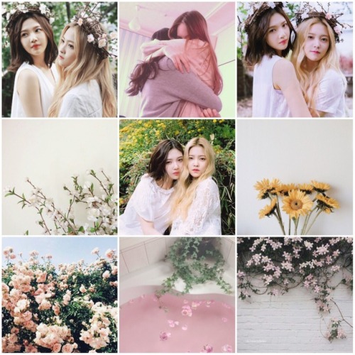 Joyri moodboard with a flowery pastel aesthetic (for anon)!  [Joyri is the shipping of Joy and Yeri 
